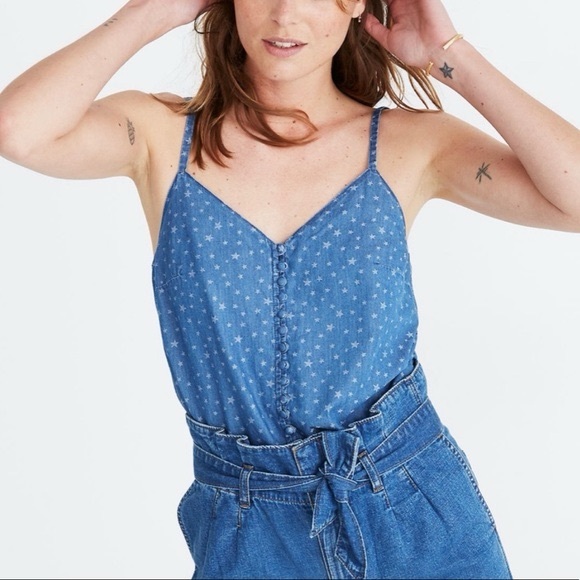 Madewell Tops - Madewell Denim Button-Down Cami in Star Jacquard 2